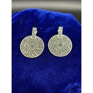 New Articulated Sterling Silver & Blue Sapphire Pave Post Dangle Earrings 44g
